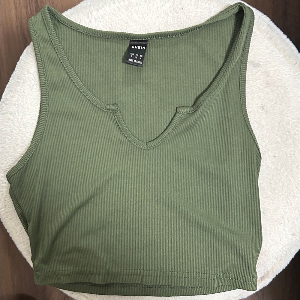 SHEIN Sage Green Ribbed Tank Top